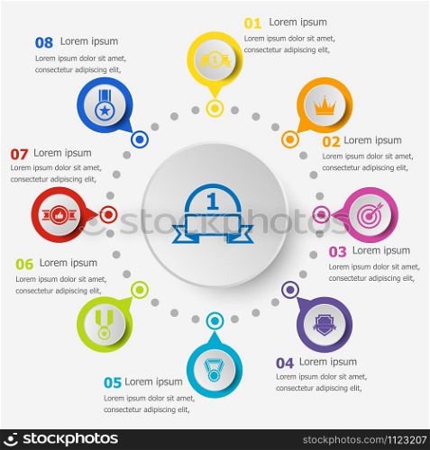 Infographic template with victory icons, stock vector