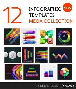 Infographic templates mega collection - 12 business backgrounds