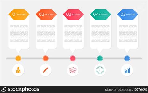Infographic timeline style workflow process design hexagon heading use for business plan. vector illustration.