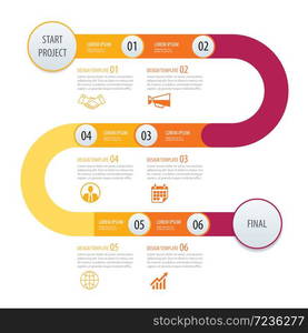 Infographic timeline template business concept arrows. Vector can be used for workflow layout, diagram, number step up options, web design