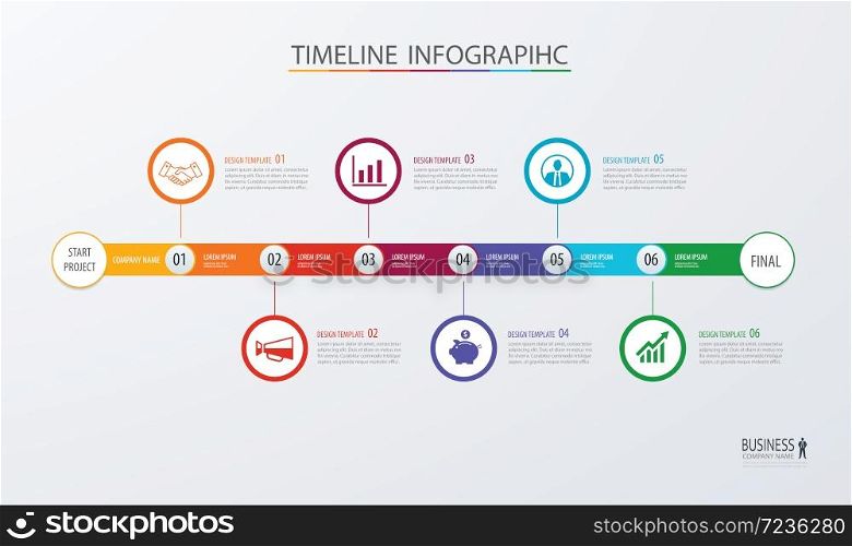 Infographic timeline template business concept.Vector can be used for workflow layout, diagram, number step up options, web design ,annual report