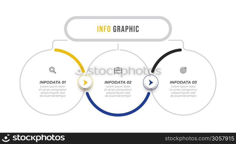 Infographic vector design template with arrows and icons. Business concept with 3 options or steps. Can be used for presentations, annual report, info chart.