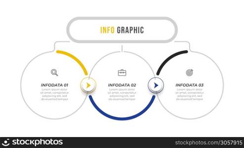 Infographic vector design template with arrows and icons. Business concept with 3 options or steps. Can be used for presentations, annual report, info chart.