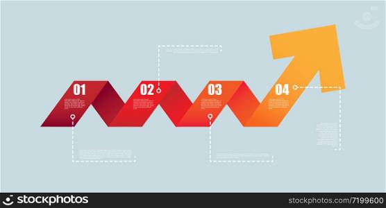 Infographic vector isolated diagram vector concept illustration. Multicolor arrows with numbered steps business background.