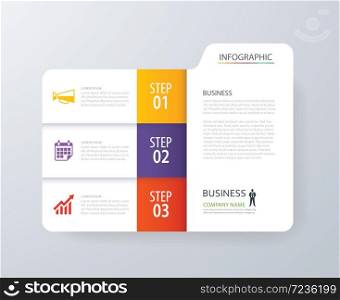 Infographic vertical 3 tab index design vector and marketing template business. Can be used for workflow layout, diagram, annual report, web design. Business concept with options, steps or processes.
