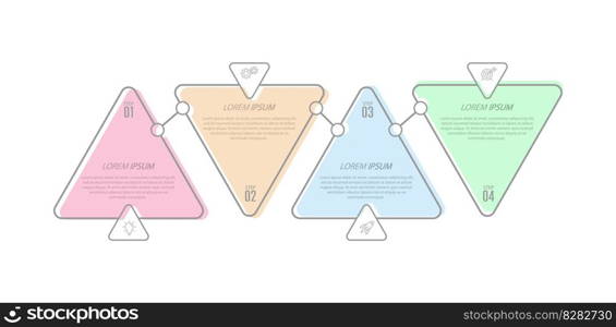 Infographics. 4 stages of development, marketing, workflow or plan. Business strategy with icons. Report and statistics diagram.