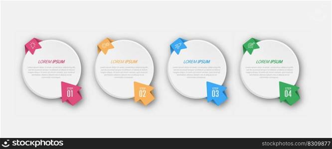 Infographics. 4 stages of development, marketing, workflow or plan. Business strategy with icons. Report and statistics diagram.