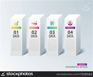 Infographics box square paper with 4 data template. Vector illustration abstract background. Can be used for workflow layout, business step, tag, banner, web design.