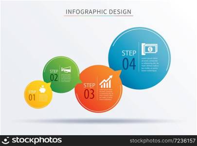 infographics circle number 4 step template. Vector illustration background. Can be used for workflow layout, diagram, data, business options, banner, web design.