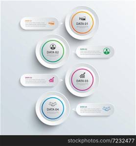 Infographics circle paper with 4 data template. Vector illustration abstract background. Can be used for workflow layout, business step, brochure, flyers, banner, web design.