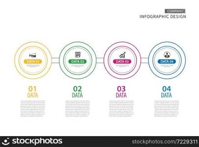 Infographics circle thin line with 4 data template. Vector illustration abstract background. Can be used for workflow layout, business step, brochure, flyers, banner, web design.