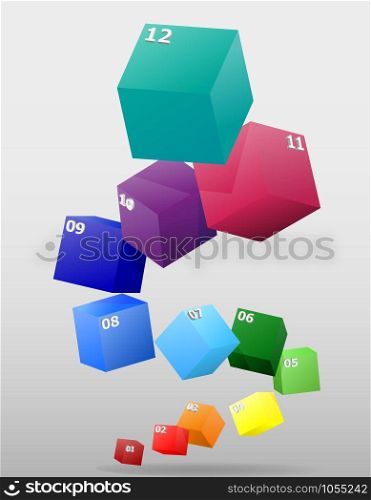 infographics cuboid multicolor visually surround 3d vector illustration