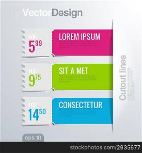 Infographics cutout lines design template. Vector high detail. Creative banner concept.