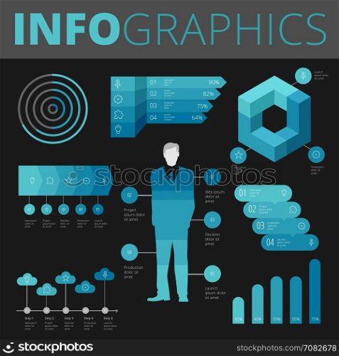 Infographics design elements collection for business, technology and social.