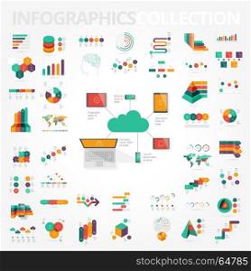 Infographics design elements collection for business, technology and social. Vector illustration.