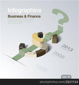 Infographics design template. Business and Finance theme. Dollar as a plot of concept. Creative idea for finance report. Vector. Editable.