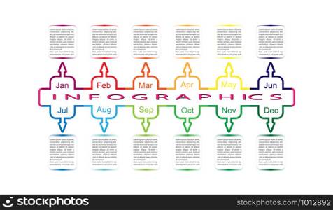 Infographics. Development strategy, action plan or business development for the year by month.