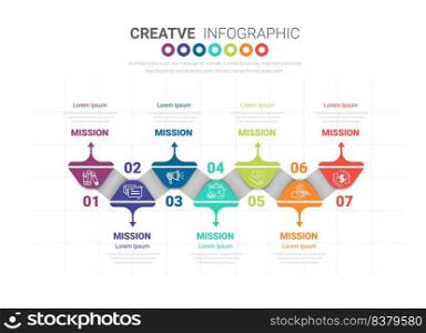 Infographics element design for all day, can be used for Business concept with 7 options, steps or processes.