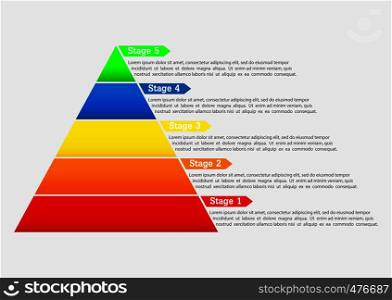 Infographics lead generation, business development strategy pyramid for application and website presentations, flat design