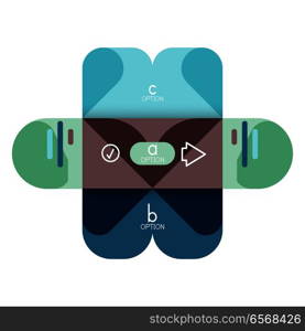 Infographics option and step by step in rounded squares, element of chart, graph, diagram with options, parts, processes. Infographics option and step by step in rounded squares, element of chart, graph, diagram with options, parts, processes. Vector business template for presentation or web info banner