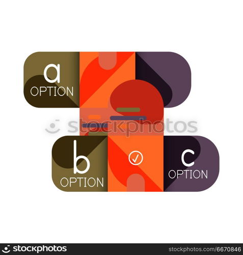 Infographics option and step by step in rounded squares, element of chart, graph, diagram with options, parts, processes. Infographics option and step by step in rounded squares, element of chart, graph, diagram with options, parts, processes. Vector business template for presentation or web info banner