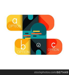 Infographics option and step by step in rounded squares, element of chart, graph, diagram with options, parts, processes. Infographics option and step by step in rounded squares, element of chart, graph, diagram with options, parts, processes. Vector business template for presentation or web info banner