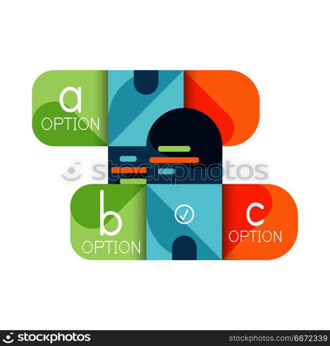 Infographics option and step by step in rounded squares, element of chart, graph, diagram with options, parts, processes. Infographics option and step by step in rounded squares, element of chart, graph, diagram with options, parts, processes. Vector business template for presentation or web info banner