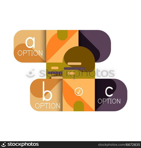 Infographics option and step by step in rounded squares, element of chart, graph, diagram with options, parts, processes. Infographics option and step by step in rounded squares, element of chart, graph, diagram with options, parts, processes. Vector business template for presentation or web info banner