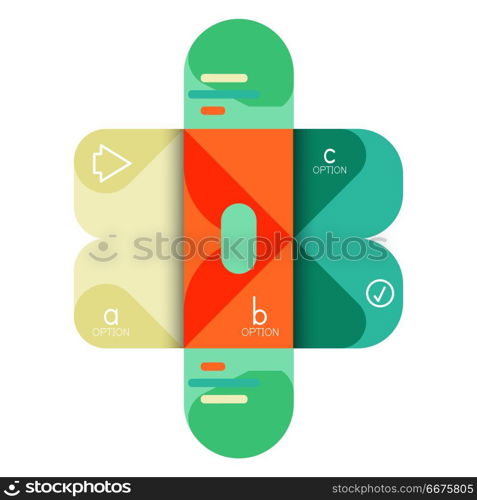 Infographics option and step by step in rounded squares, element of chart, graph, diagram with options, parts, processes. Infographics option and step by step in rounded squares, element of chart, graph, diagram with options, parts, processes. Vector business template for presentation or web info banner