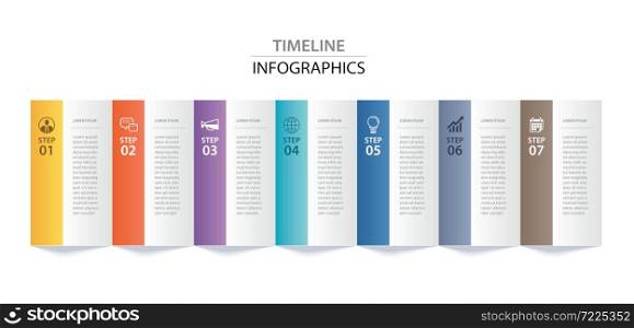 Infographics paper index with 7 data template. Vector illustration abstract background. Can be used for workflow layout, business step, banner, web design.