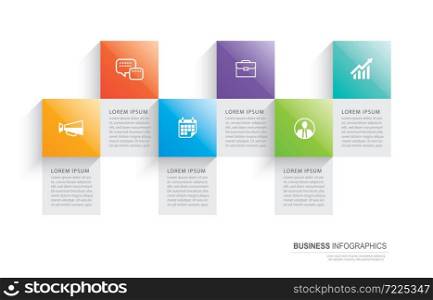 Infographics rectangle paper index with 6 data template. Vector illustration abstract background. Can be used for workflow layout, business step, banner, web design.