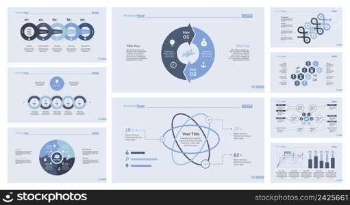 Infographics set can be used for workflow layout, web design, annual report. Business development concept with percentage and bar charts, options and comparison diagrams, cycle graph
