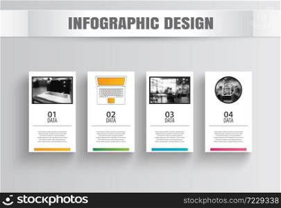 Infographics square paper with 4 data template. Vector illustration abstract background. Can be used for workflow layout, business step, tag, banner, web design.