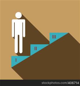 Infographics stair step icon. Flat illustration of infographics stair step vector icon for web design. Infographics stair step icon, flat style