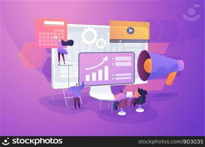 Infographics, statistics diagrams and charts visualization. Digital presentation, office online meeting, visual data representation concept. Vector isolated concept creative illustration. concept vector illustration