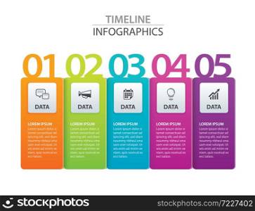 Infographics tab paper index with 5 data template. Vector illustration abstract background. Can be used for workflow layout, business step, banner, web design.