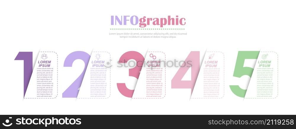 infographics. Template of 5 stages of business, training, marketing or financial success. Vector illustration