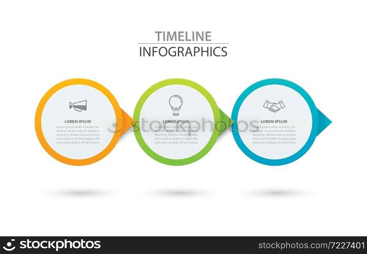 Infographics timeline circle paper with 3 data template. Vector illustration abstract background. Can be used for workflow layout, business step, brochure, flyers, banner, web design.