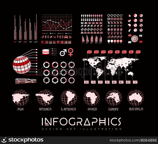 Infographics vector set illustration. Infographics vector set illustration on black background