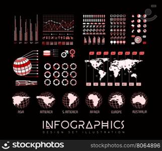 Infographics vector set illustration. Infographics vector set illustration on black background