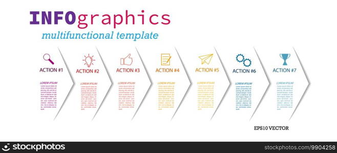 Infographics. Vector template with pictograms for business and finance flowcharts, websites, banners and presentations. Flat style