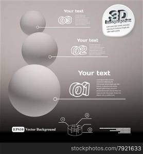 Infographics with frosted balls 3d black and white