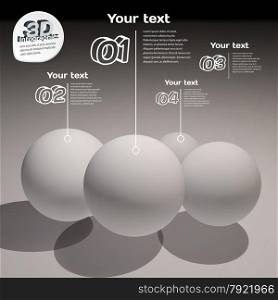 Infographics with frosted balls 3d black and white