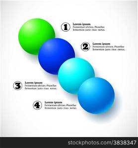Infographics with group of flying numbered colorful balls