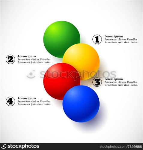 Infographics with group of flying numbered colorful balls
