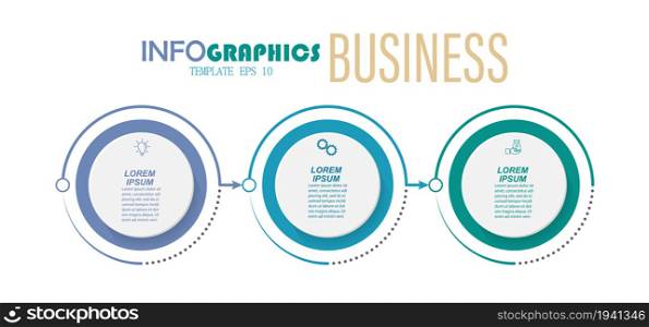 Infographics with pictograms. Template of 3 stages of business, training, marketing or financial success. Vector illustration