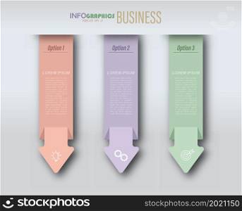 Infographics with pictograms. Template of 3 stages of business, training, marketing or financial success. Vector illustration