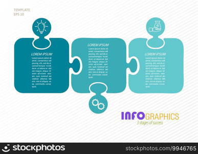 Infographics with pictograms. Template of 3 stages of business, training, marketing or financial success. Vector illustration