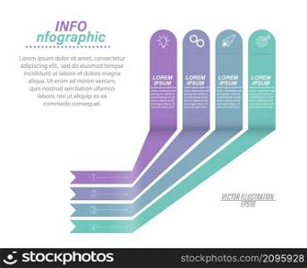 infographics with pictograms. Template of 4 stages of business, training, marketing or financial success. Vector illustration