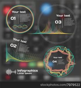 infographics with sound waves on a blurred media background